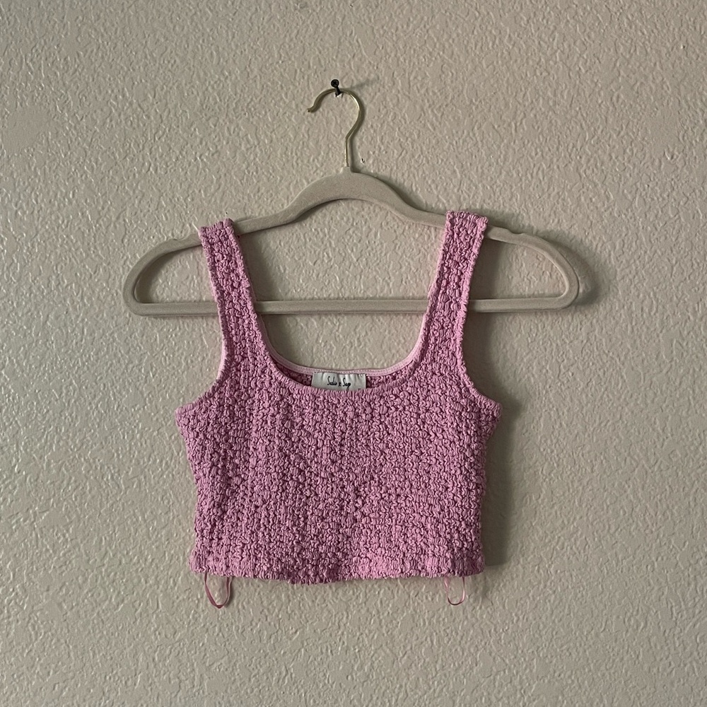 Sadie & Sage Scoop Crop Top Nubby Stretchy Coastal Cowgirl Coquette Pinkish